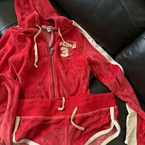 Jaded London Red Three Velour set